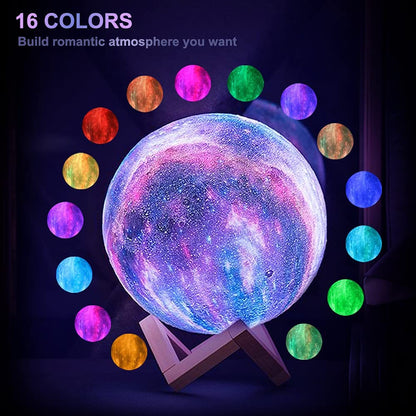 Moon Lamp Kids Night Light 3D Galaxy Moon Lamp Led Space Lamp, 16 Colors Galaxy Moonlight Ball Lava Lamp Cool Lights, Galaxy Glowing Moon Night Light for Girls & Boys, 5.9Inch