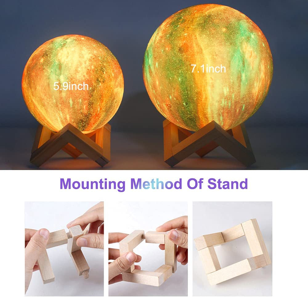 Moon Lamp Kids Night Light 3D Galaxy Moon Lamp Led Space Lamp, 16 Colors Galaxy Moonlight Ball Lava Lamp Cool Lights, Galaxy Glowing Moon Night Light for Girls & Boys, 5.9Inch