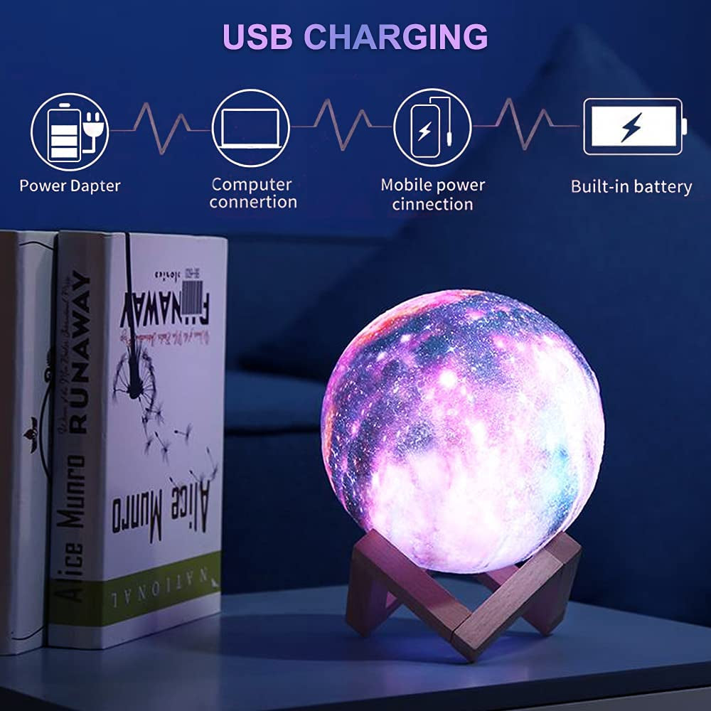 Moon Lamp Kids Night Light 3D Galaxy Moon Lamp Led Space Lamp, 16 Colors Galaxy Moonlight Ball Lava Lamp Cool Lights, Galaxy Glowing Moon Night Light for Girls & Boys, 5.9Inch